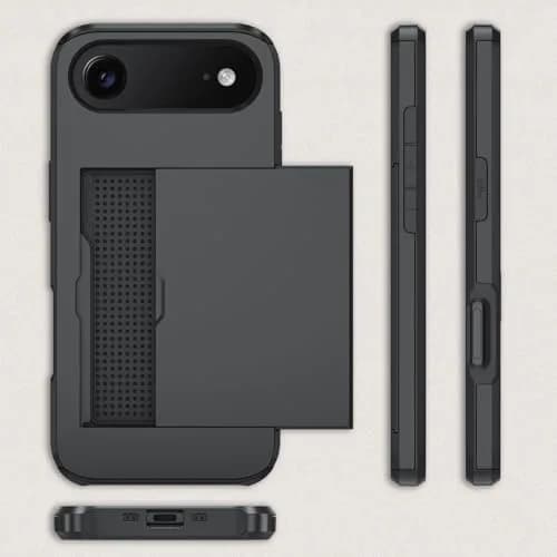 Qinmay Black Cellular Phone Case for iPhone 17 Air | Heavy Duty Protection, Card Holder, Slim Fit thumbnail 6