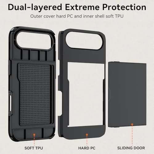 Qinmay Black Cellular Phone Case for iPhone 17 Air | Heavy Duty Protection, Card Holder, Slim Fit thumbnail 7
