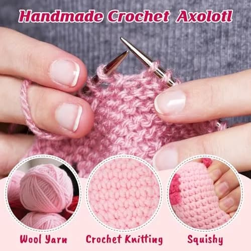 WEYON Mini Crochet Axolotl Plush 2 inches (W) x 3 inches (L) x 2 inches (H) | Granddaughter Gift with Proud Message thumbnail 3
