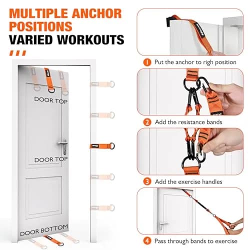 HOXWC Home Gym Equipment, Heavy Resistance Bands with Handles, Bicep & Tricep Workout, Pull Down Attachment, Best Replacement for Lift Pulley System (35-135 lbs) thumbnail 7