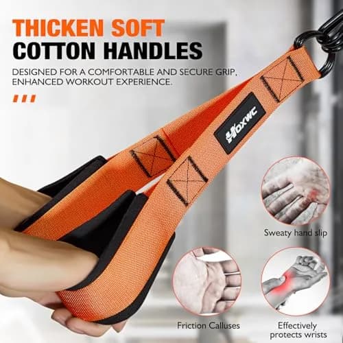 HOXWC Home Gym Equipment, Heavy Resistance Bands with Handles, Bicep & Tricep Workout, Pull Down Attachment, Best Replacement for Lift Pulley System (35-135 lbs) thumbnail 2