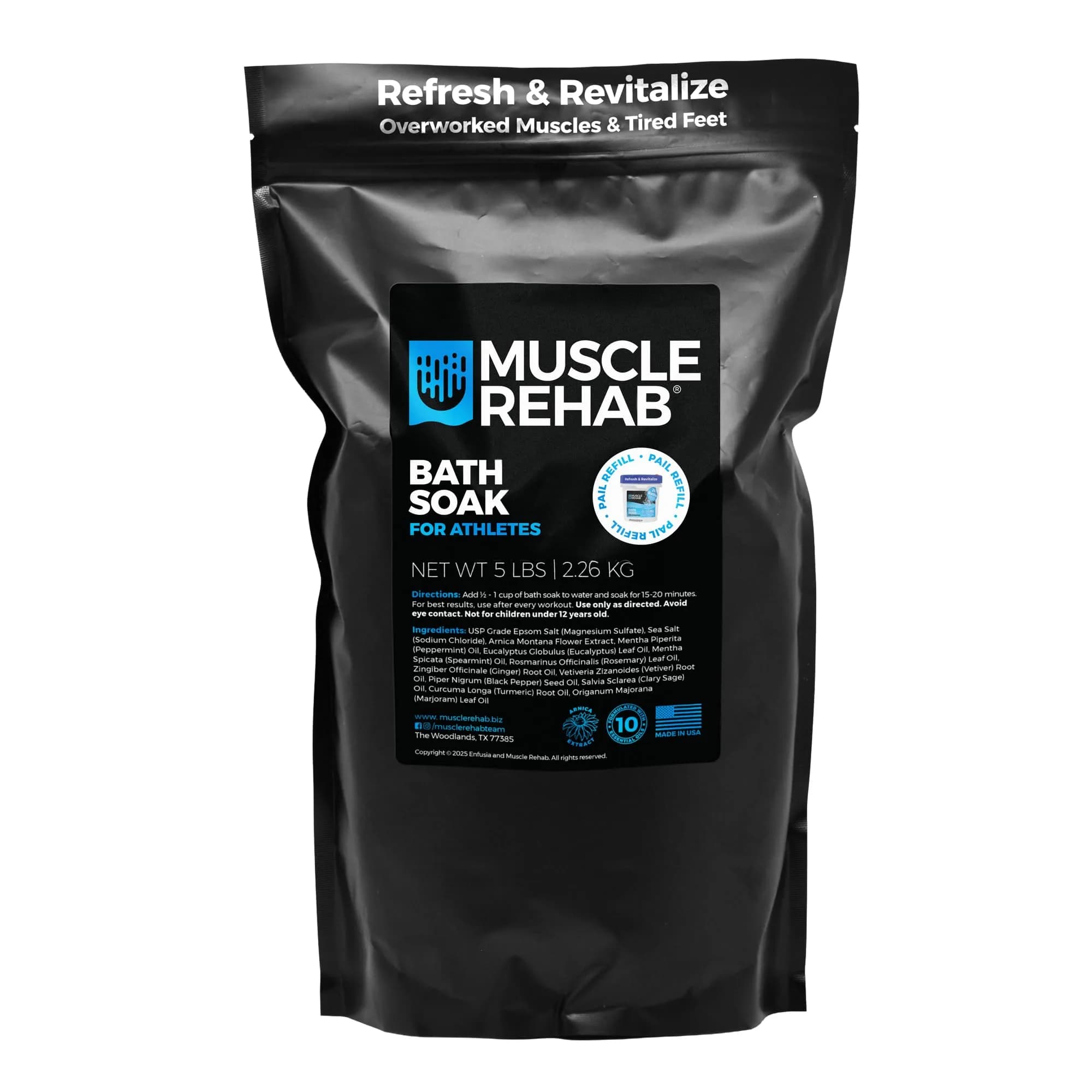 Muscle Rehab Epsom Salt Refill 80 oz | Professional-Grade Magnesium Soak for Recovery