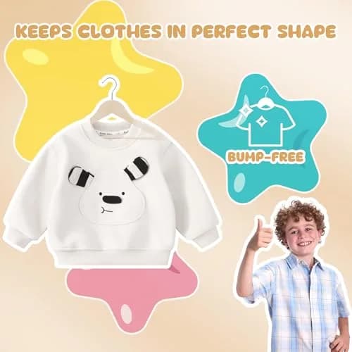 BP4U Kids Wooden Hangers with Pants Bar, Natural, 12-Pack | Space-Saving Child-Size Wooden Hangers thumbnail 5