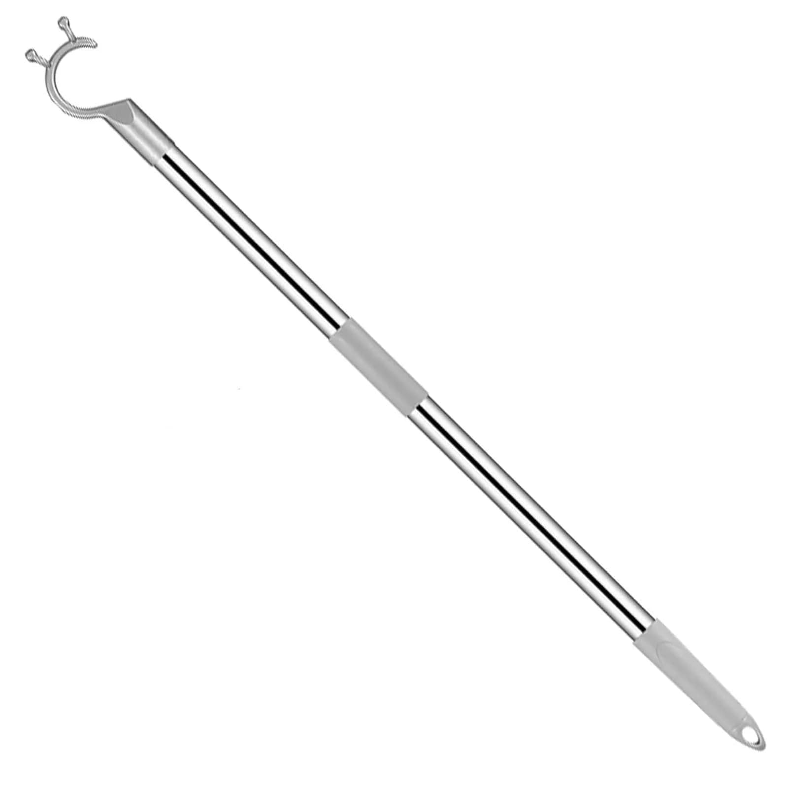asunflower Extendable Clothes Pole Hook Gray 98cm-160cm (38.6"-63") | Heavy Duty Stainless Steel Reacher for Closets & Shelves — Gray