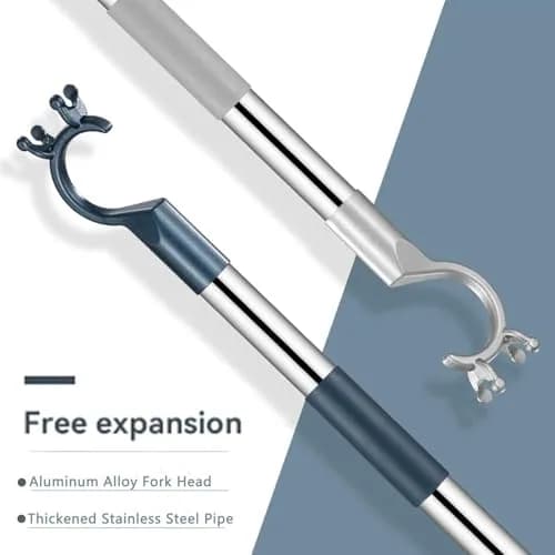 asunflower Extendable Clothes Pole Hook Gray 98cm-160cm (38.6"-63") | Heavy Duty Stainless Steel Reacher for Closets & Shelves thumbnail 6
