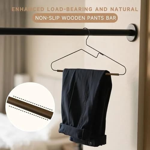 BP4U Wire Hangers with S-Shaped Neckline Saver, Black, 24-Pack | Space-Saving & Durable thumbnail 3