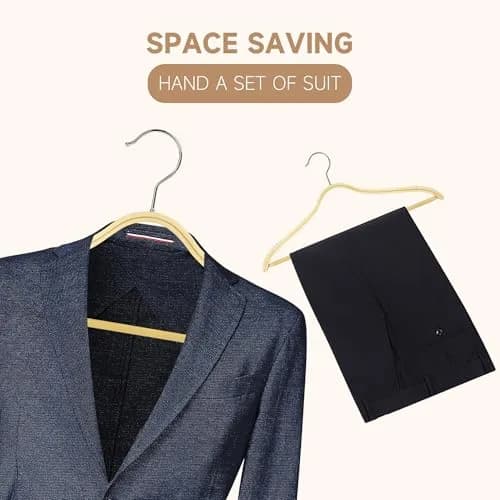 BP4U Slim Birch Wood Hangers with Non-Slip Rubber Strips 24-Pack | Space-Saving & Heavy Load Support thumbnail 7
