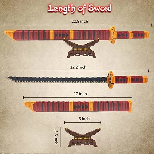 Beego Red Yamato Katana Sword Building Set 1270 Pieces | Educational STEM Toy for Teens & Adults thumbnail 4