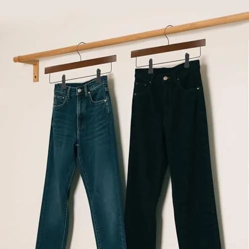 BP4U 14" Wood Pants Hangers with Adjustable Non-Slip Clips Walnut | Space Saving & Durable thumbnail 7