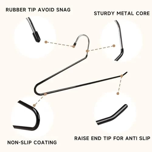 BP4U Metal Pants Hangers with Non-Slip Coating, Black, 36-Pack | Space-Saving & Heavy Duty thumbnail 3