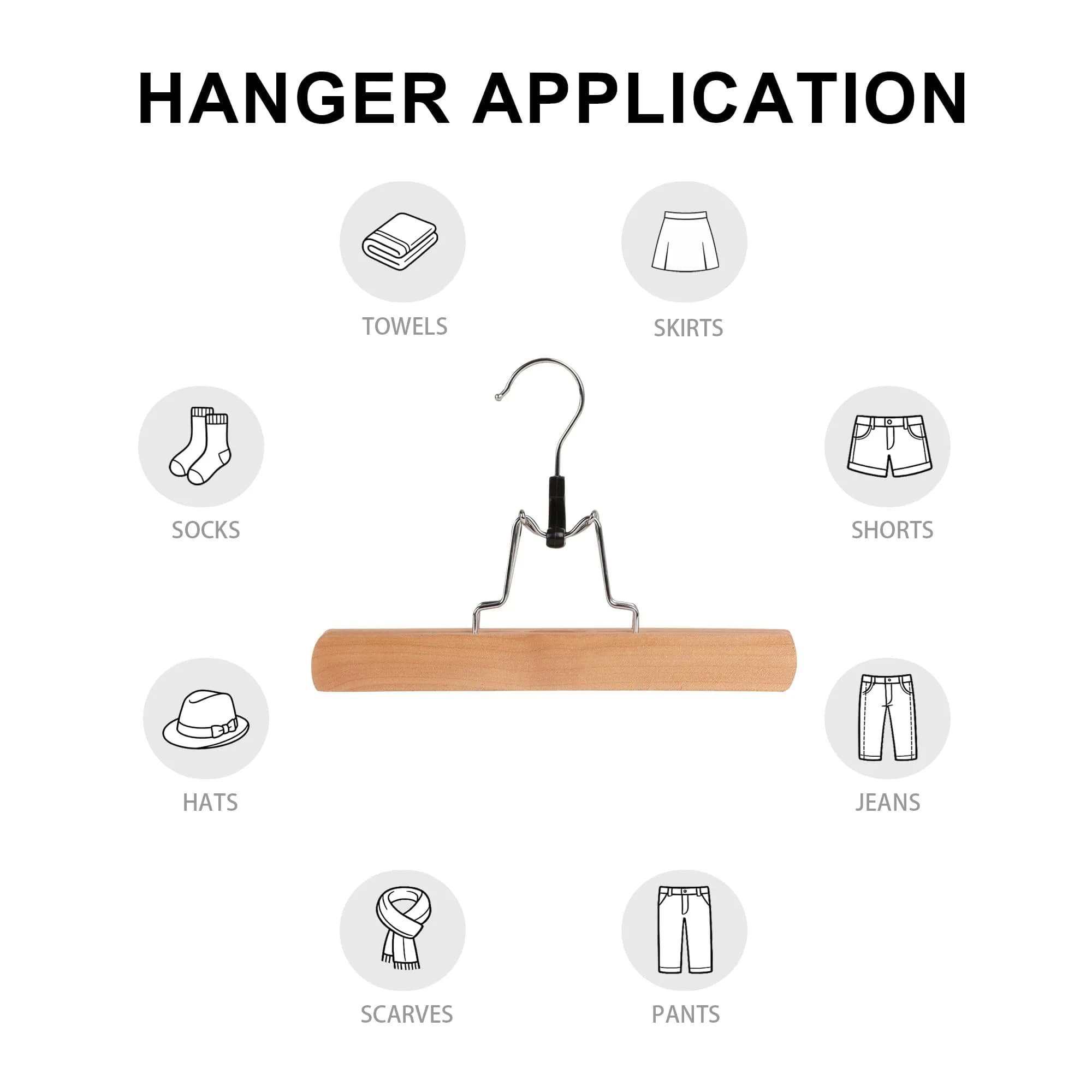 BP4U Wooden Non Slip Pants Hangers with Soft Felt Lining 9.8" | Space-Saving, Durable & Gentle on Fabrics thumbnail 5