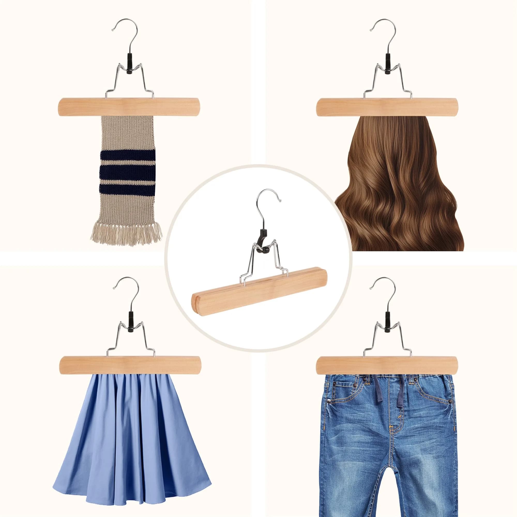 BP4U Wooden Non Slip Pants Hangers with Soft Felt Lining 9.8" | Space-Saving, Durable & Gentle on Fabrics thumbnail 6