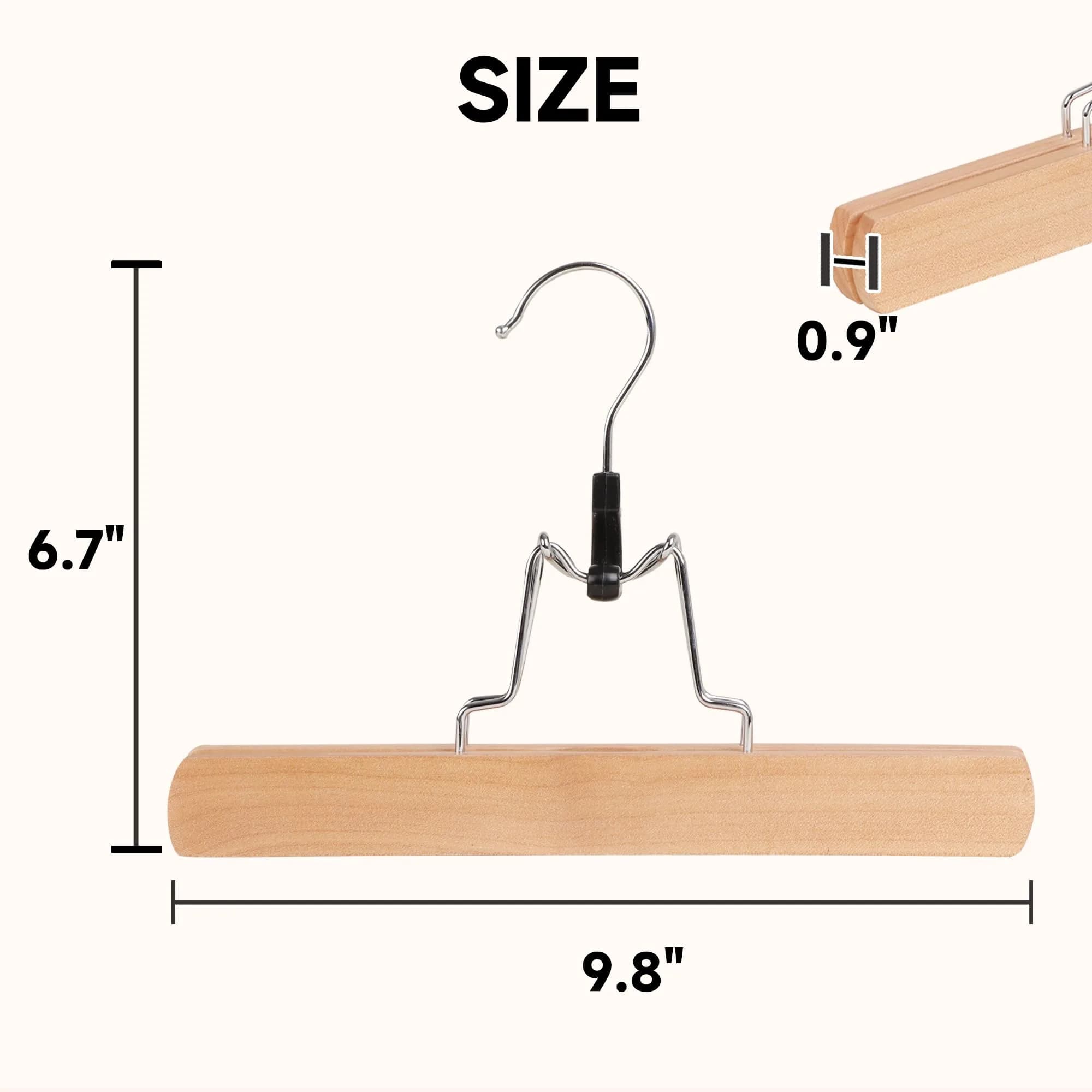 BP4U Wooden Non Slip Pants Hangers with Soft Felt Lining 9.8" | Space-Saving, Durable & Gentle on Fabrics thumbnail 2