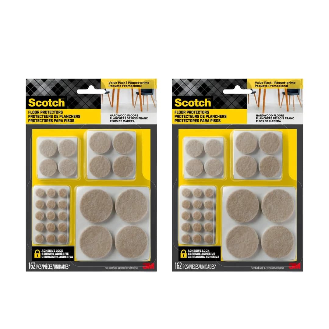 Scotch Felt Pads, Round, Assorted Sizes, Beige, 2 Pack (324 Pieces) | Protects Hardwood Floors, Tile, Laminate - main product image