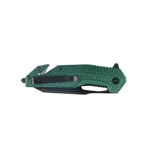 Tac-Force Tactical Folding Knife, 8 Inch Overall Length, 3.25 Inch Satin Blade, Green Aluminum Handle, Glass Breaker, Rescue, Hunting, Camping, EDC thumbnail 2