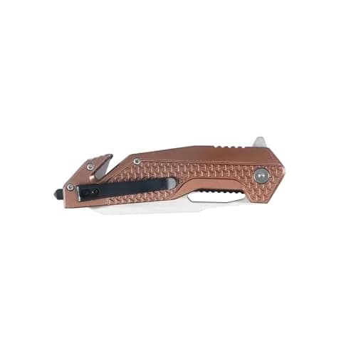 Tac-Force Tactical Folding Knife 8 Inch Overall Length 3.25 Inch Satin Blade Brown Aluminum Handle Rescue Camping thumbnail 2