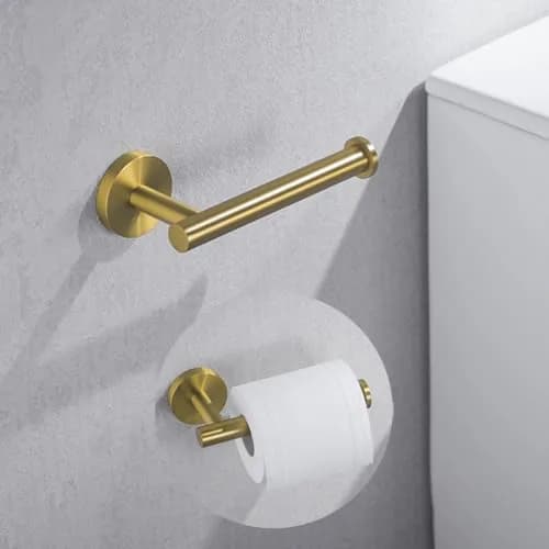 SEABEFORE Toilet Paper Holder -Sturdy Round Brushed Dark Gold Wall Mount for Bathroom, SUS 304 Stainless Steel, 6-inch arm | Durable & Rustproof thumbnail 1