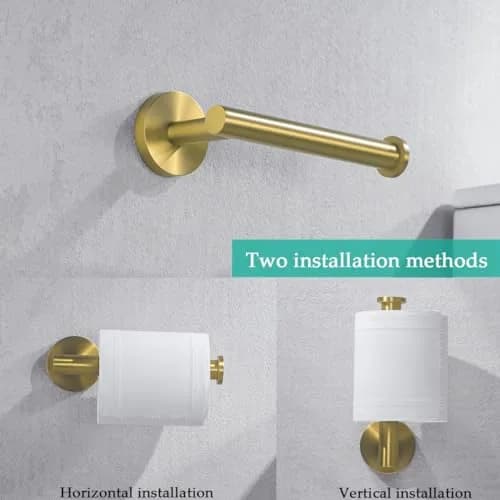SEABEFORE Toilet Paper Holder -Sturdy Round Brushed Dark Gold Wall Mount for Bathroom, SUS 304 Stainless Steel, 6-inch arm | Durable & Rustproof thumbnail 7