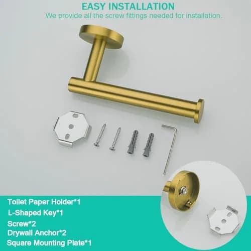 SEABEFORE Toilet Paper Holder -Sturdy Round Brushed Dark Gold Wall Mount for Bathroom, SUS 304 Stainless Steel, 6-inch arm | Durable & Rustproof thumbnail 8