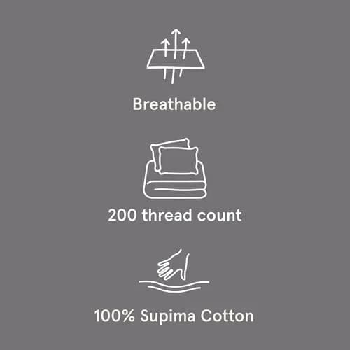 Tuft & Needle Queen Supima Cotton Percale Sheet Set | Breathable & Soft 200TC, Gray Quill thumbnail 6