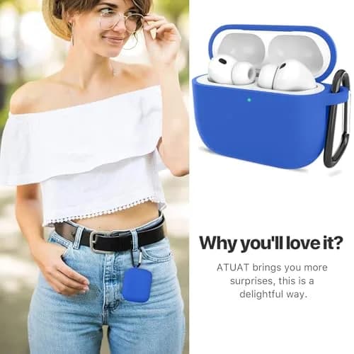 ATUAT AirPods Pro 3 Case Cover 2025 | Blue Silicone Protective Cover with Cleaner Kit thumbnail 7