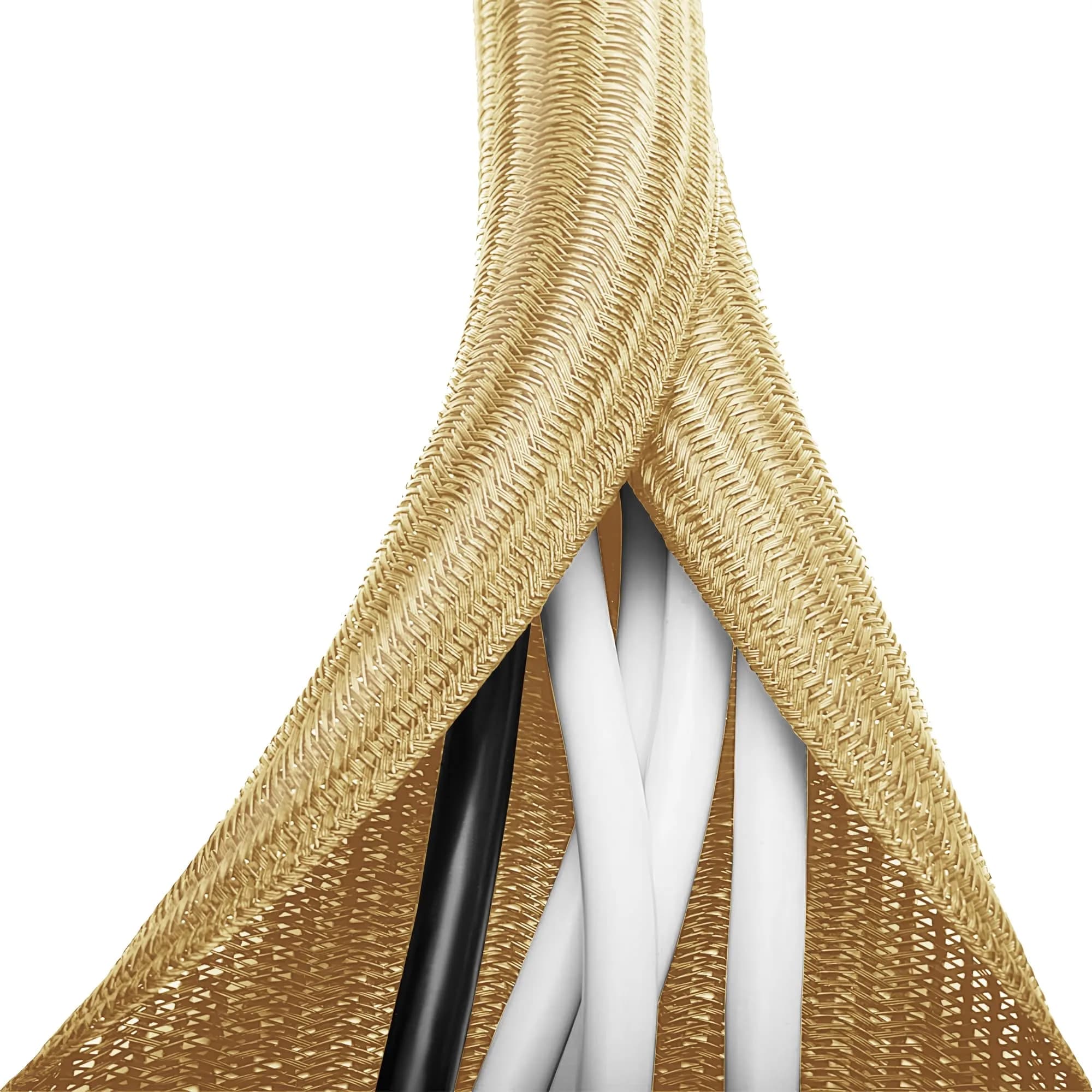 ZhiYo Gold Cable Sleeve 2.03m (6.6ft) | Organizes 4-8 Cables for Desk, PC, TV