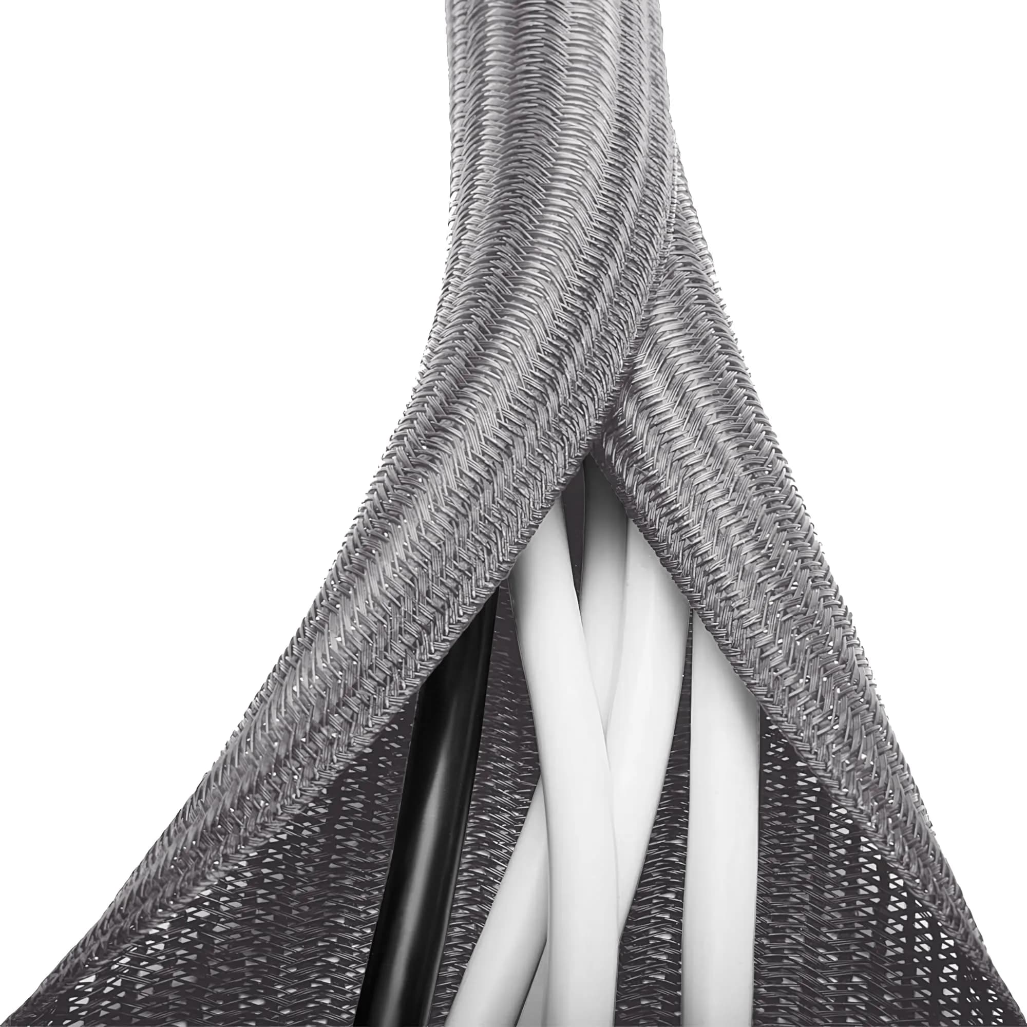 ZhiYo Grey Cable Sleeve 2.03 m (6.6 ft) | Organizes 4-8 Cables for Desk, PC, TV - main product image