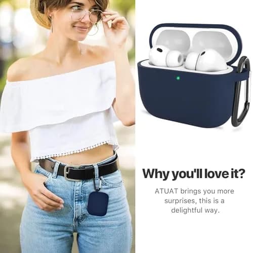 ATUAT Silicone Case for AirPods Pro 3rd Gen Midnight Blue | Full Protection & Wireless Charging thumbnail 5