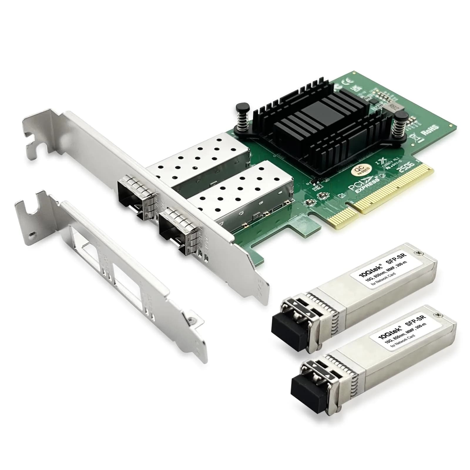10Gtek Dual SFP+ PCIe Network Card 10GbE X8 with 2x SR Modules | 82599EN Controller - main product image