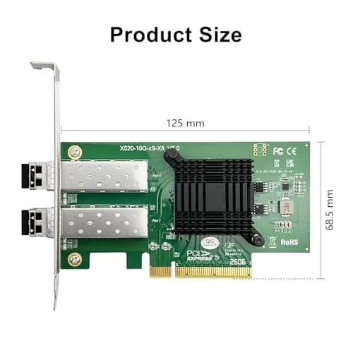 10Gtek Dual SFP+ PCIe Network Card 10GbE X8 with 2x SR Modules | 82599EN Controller thumbnail 4