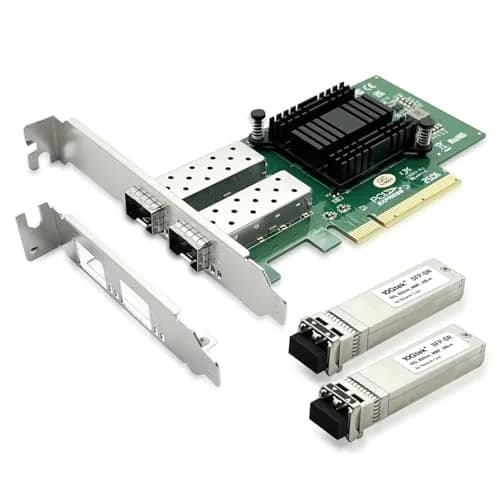 10Gtek Dual SFP+ PCIe Network Card 10GbE X8 with 2x SR Modules | 82599EN Controller thumbnail 1
