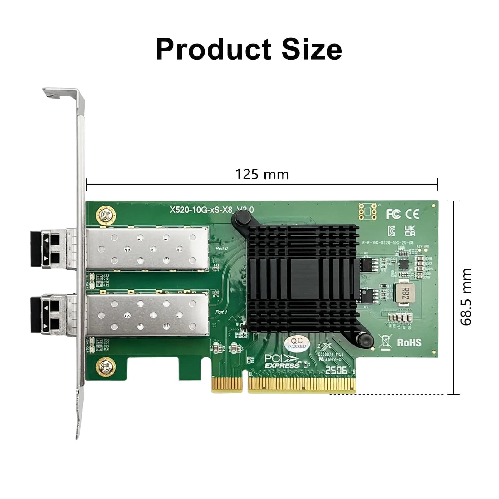 10Gtek Dual SFP+ PCIe Network Card 10GbE X8 with 2x SR Modules | 82599EN Controller - view 4