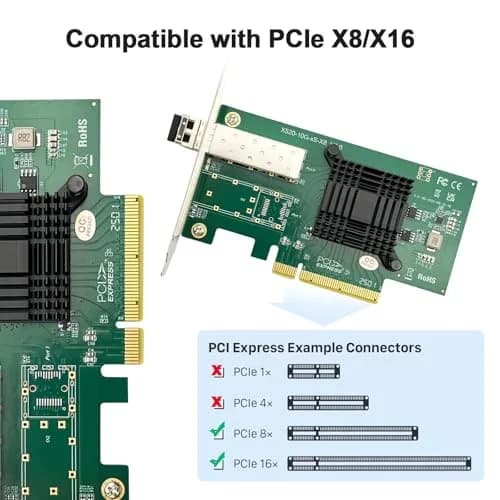 10Gtek 10GbE PCI-E X8 Network Card with Intel 82599EN Controller & SFP+ SR Module | Single SFP+ Port, 10Gbps Ethernet thumbnail 4