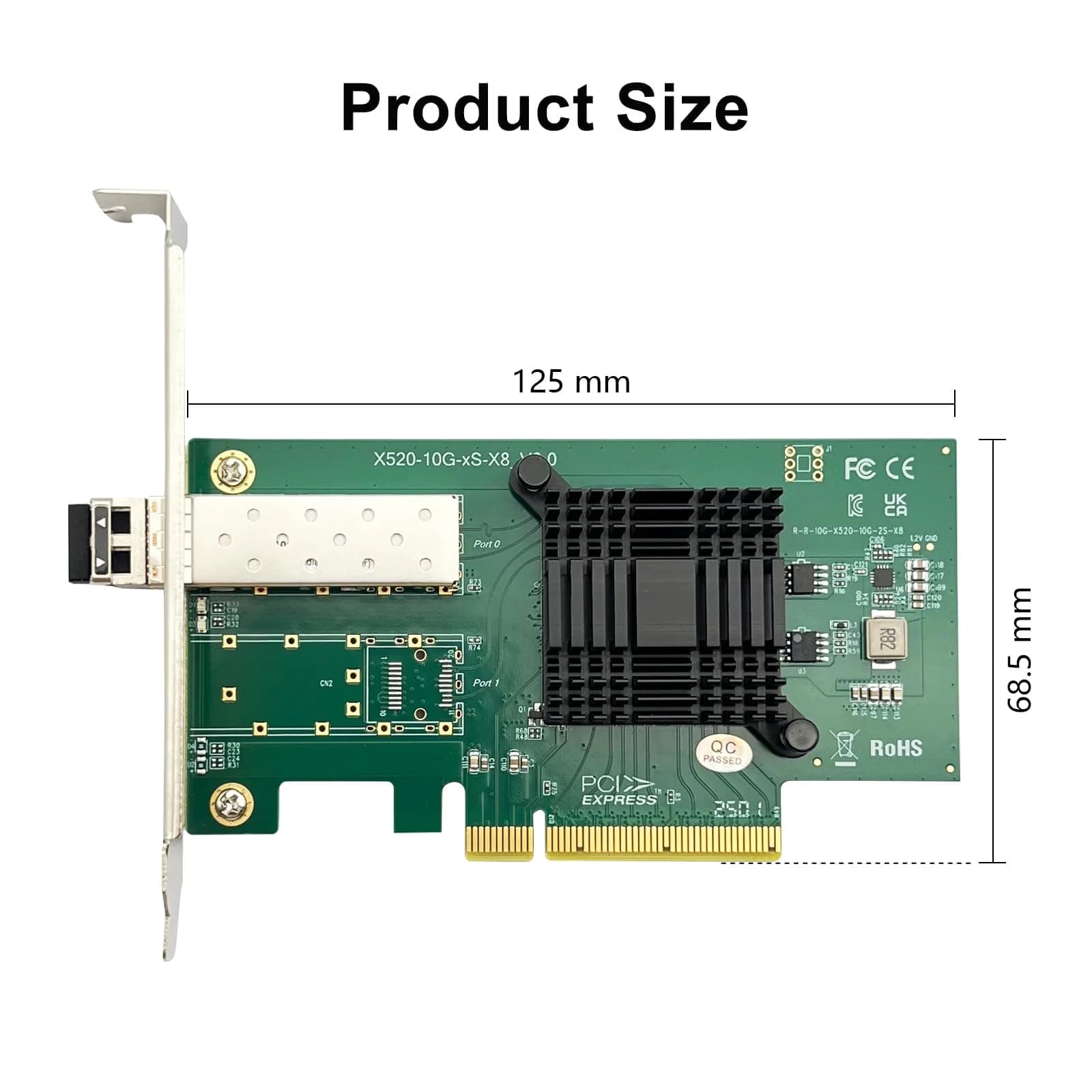 10Gtek 10Gb Single SFP+ Port Network Card (10G-X520-1S Kit) with Intel 82599EN Controller - view 3