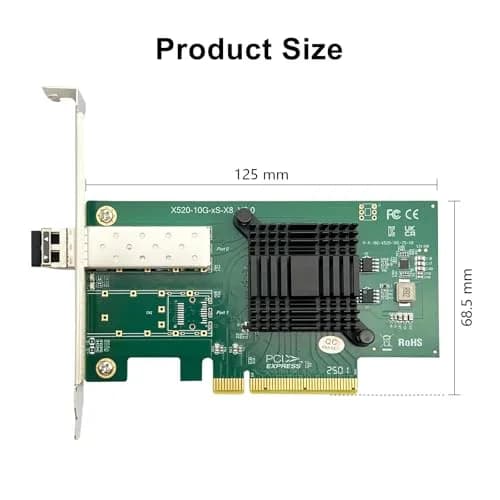 10Gtek 10GbE PCI-E X8 Network Card with Intel 82599EN Controller & SFP+ SR Module | Single SFP+ Port, 10Gbps Ethernet thumbnail 3
