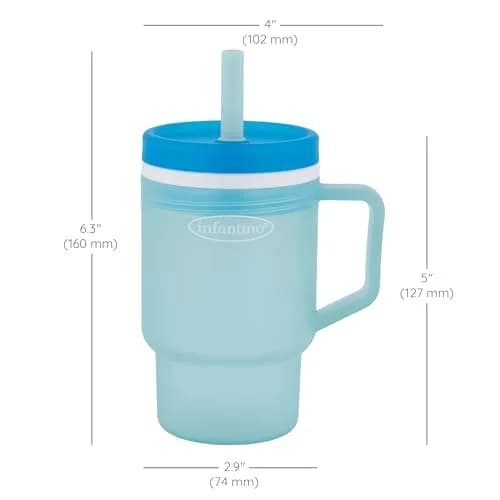 Infantino My 1st Tumbler Straw Cup, 10oz, Moody Blue | Leak-Resistant, BPA-Free for Toddlers thumbnail 4