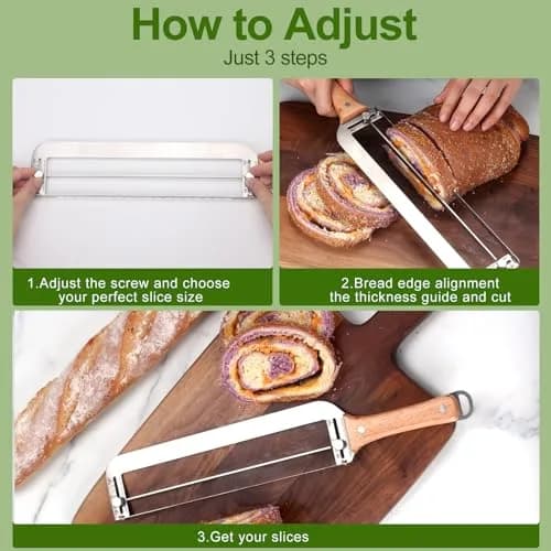 Solldgt Adjustable Bread Slicer 9" | Custom Thickness, Serrated Stainless Steel Blade thumbnail 5