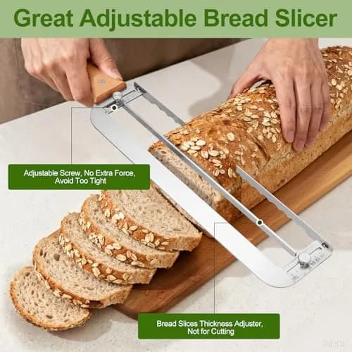 Solldgt Adjustable Bread Slicer 9" | Custom Thickness, Serrated Stainless Steel Blade thumbnail 2