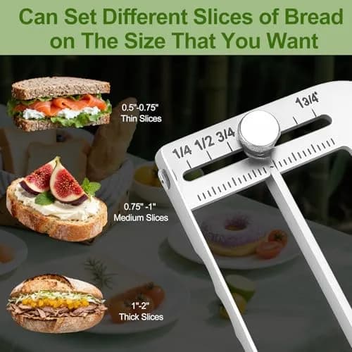Solldgt Adjustable Bread Slicer 9" | Custom Thickness, Serrated Stainless Steel Blade thumbnail 3