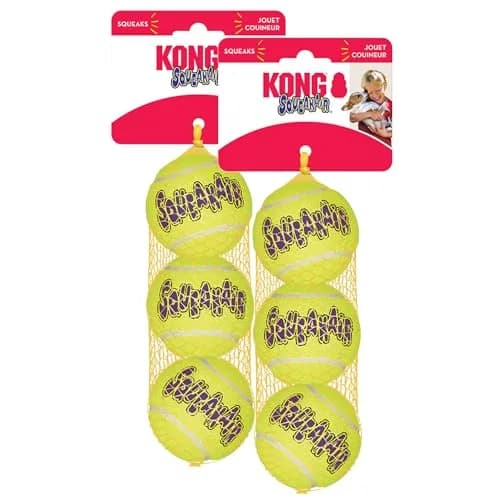 KONG Squeakair Balls (6 Pack) - Medium Dog Toy Premium Squeak Tennis Balls, Gentle on Teeth | Fetch Toy thumbnail 1