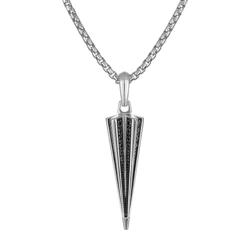 Bulova Jewelry Silver-Tone Sterling Silver Pendant, Black Diamonds 0.25 Cttw | Edgy, Rebellious Style thumbnail 1