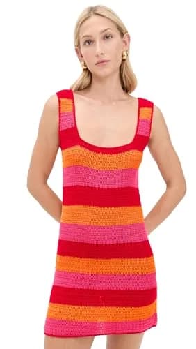Show Me Your Mumu Day Tip Dress Oasis Stripe XL | Bright Stripe Crochet Mini Dress for Women thumbnail 1