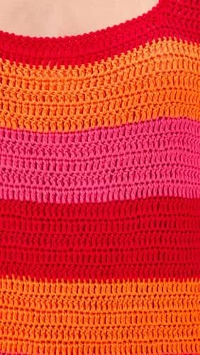 Show Me Your Mumu Day Tip Dress Oasis Stripe XL | Bright Stripe Crochet Mini Dress for Women thumbnail 6