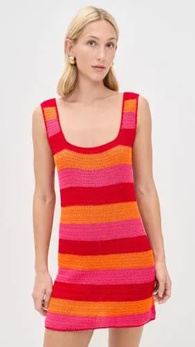 Show Me Your Mumu Women's Day Trip Dress, Oasis Stripe, S | Bright Stripe Crochet Mini Dress thumbnail 2