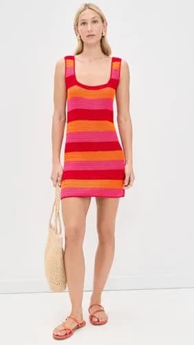 Show Me Your Mumu Women's Day Trip Dress, Oasis Stripe, S | Bright Stripe Crochet Mini Dress thumbnail 3