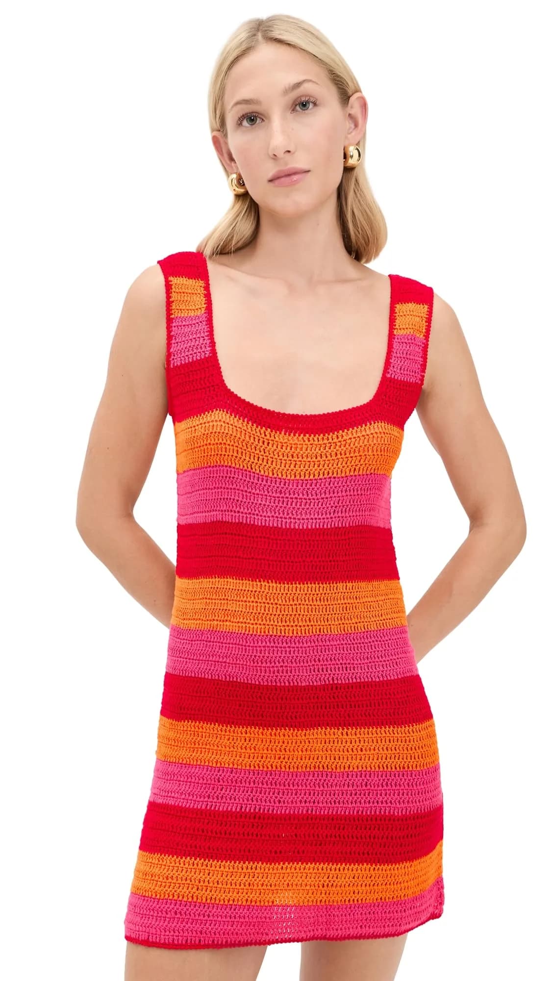 Show Me Your Mumu Women's Day Trip Dress, Oasis Stripe, S | Bright Stripe Crochet Mini Dress - main product image