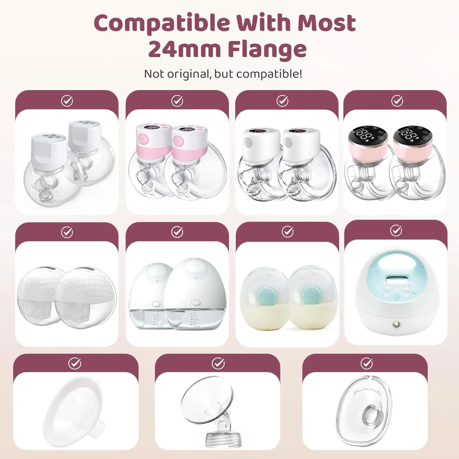 Nursi Luna Flange Sizing Kit for 24mm Breast Pumps, 10PCS | IBCLC-Developed for Better Fit - view 3