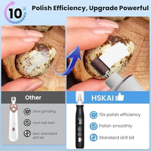 HSKAI Professional Electric Nail File Drill 50-Piece Set | Cordless Rechargeable with LED Display thumbnail 2