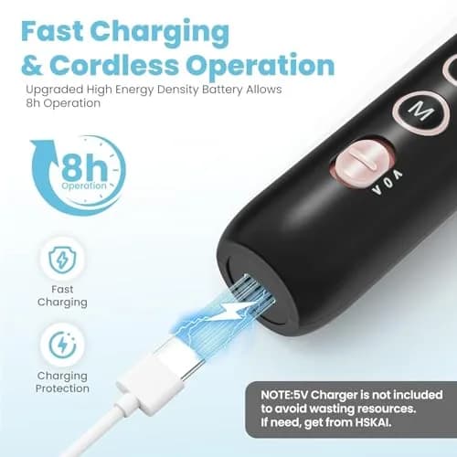 HSKAI Professional Electric Nail File Drill 50-Piece Set | Cordless Rechargeable with LED Display thumbnail 3