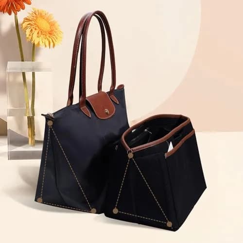ZTUJO Premium Felt LongChamp Organizer Insert Large | Compatible with Longchamp Le Pliage, Shoulder Bag, Top Handle (Black) thumbnail 7